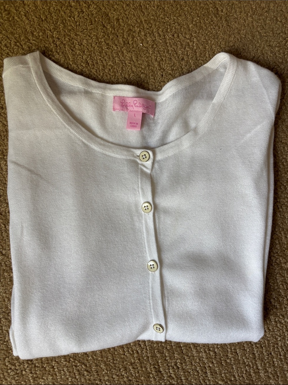 Lilly Pulitzer White Button-Front Lightweight Cardigan